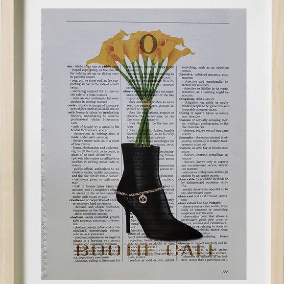 Women's Bootie - BOOTIE CALL - Dictionary ART PRINT - Picture 1 of 3